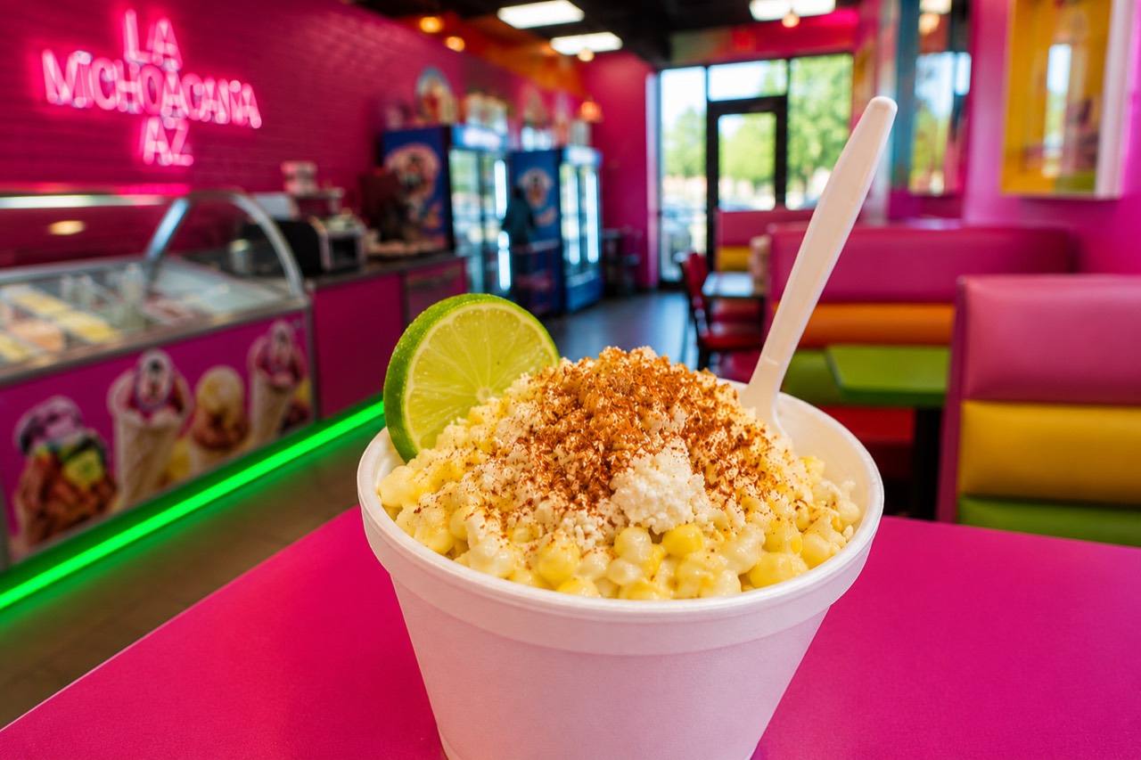 esquites with lime and chile at La Michoacana AZ